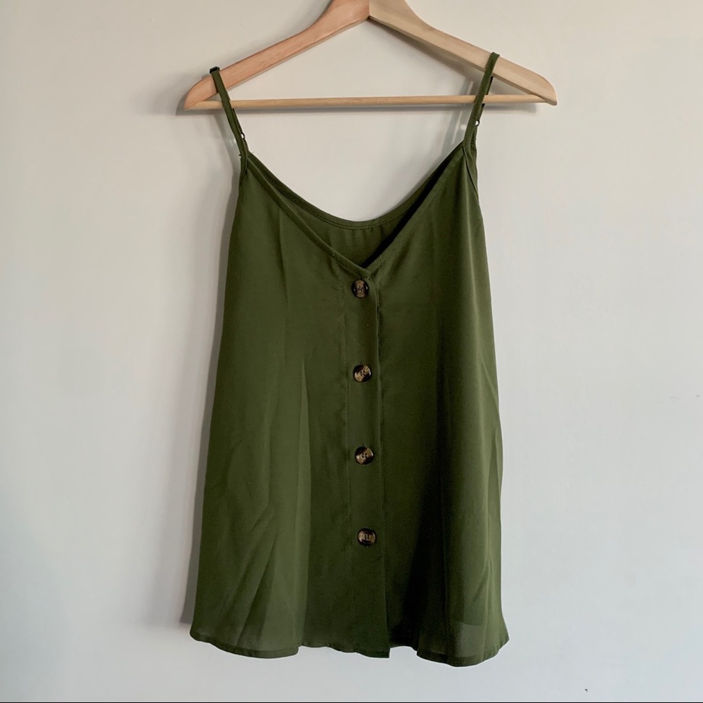 Green button up tank